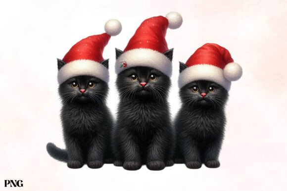 Christmas Black Cats Clipart: Illustrations for Festive Blogs