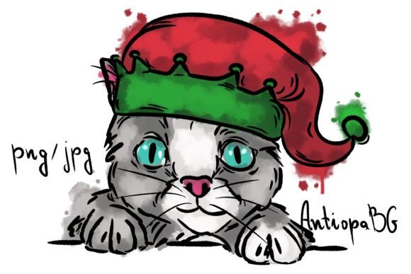 Christmas Kitten PNG: Illustrations for Sellers