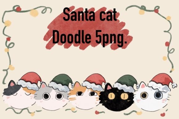 Christmas Santa Cat Doodle: Festive Illustrations