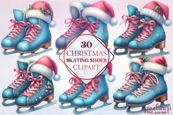 Christmas Skating Shoes Clipart for Illustrations