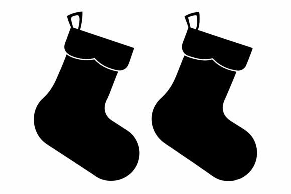 Christmas Stockings Vector Silhouette Bl Illustrations