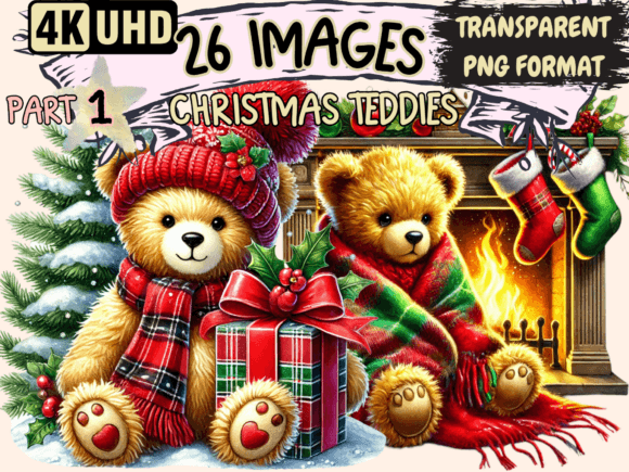 Christmas Teddies Clipart P1: Illustrations Review