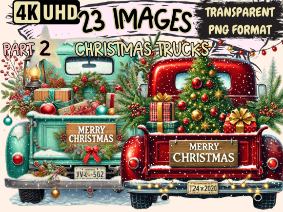 Christmas Trucks Clipart P2: Illustrations Review