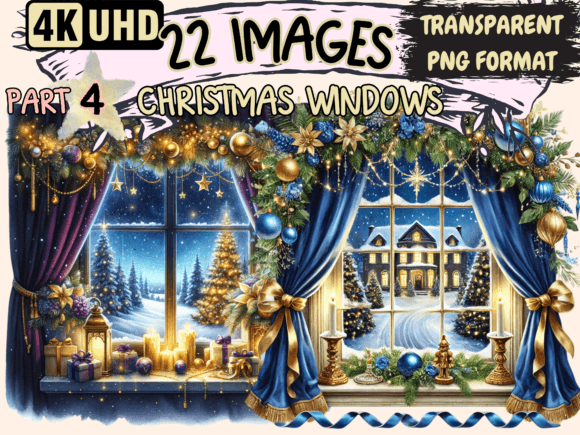 Christmas Windows Clipart P4: Illustrations