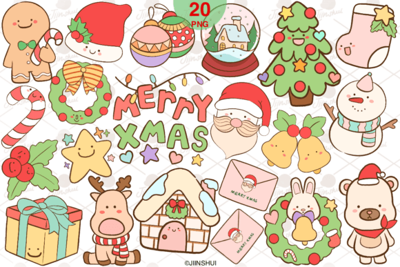 Cute Christmas Clip Art, X-mas Png Illustrations