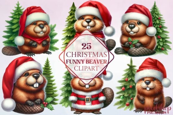 Funny Beaver Clipart: Festive Illustrations