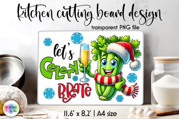 Funny Christmas Kitchen Board: Food Pun Illustrations