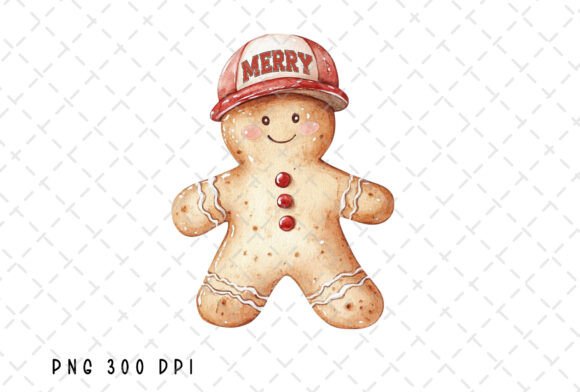 Gingerbread Merry Christmas Cap Illustrations