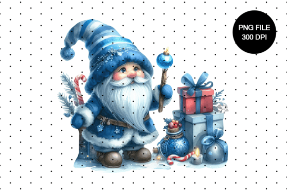Gnome Santa Watercolor Clipart for Illustrations