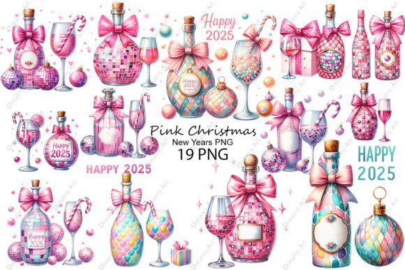 New Years PNG & Pink Christmas Illustrations