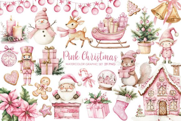 Pink Christmas Watercolor Clipart: A Designer’s Stitch Review