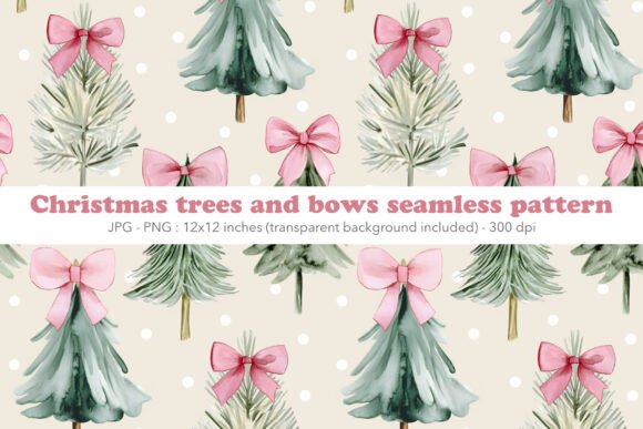Review: Cute Christmas Tree Bow Digital Paper for Embroidery