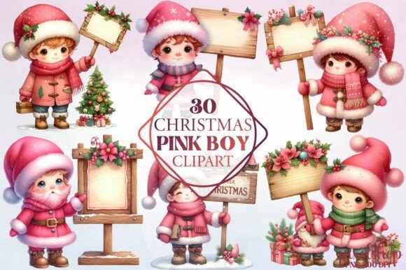 Reviewing Watercolor Christmas Pink Boy Clipart