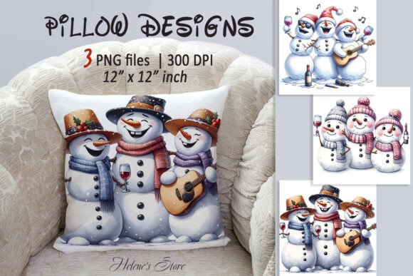 Snowmen Christmas Trio Guitar Illustrations