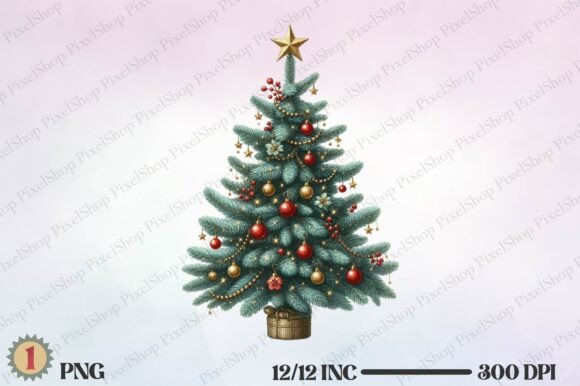 Watercolor Christmas Cute Tree PNG for Illustrations