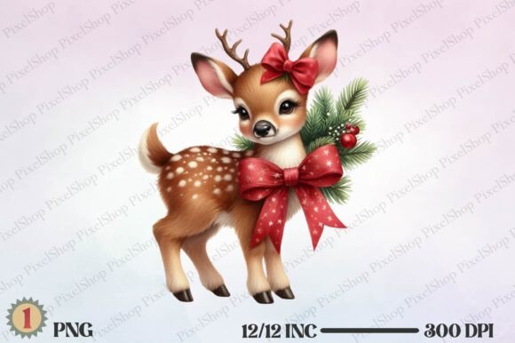 Watercolor Christmas Deer: Festive Illustrations