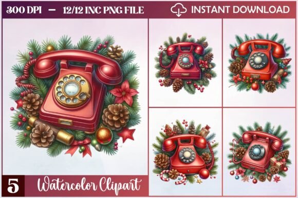 Watercolor Christmas Telephone Clipart: Illustrations Review