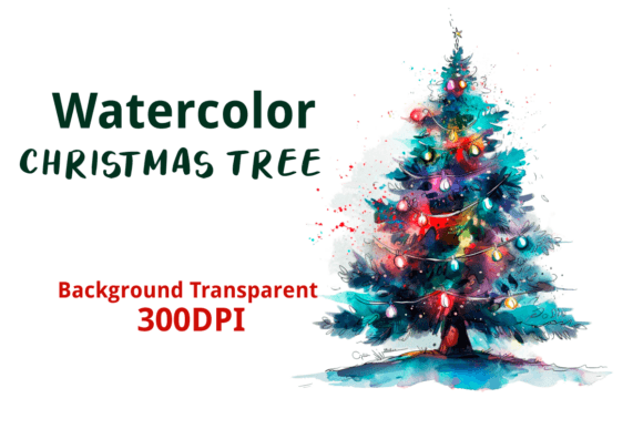 Watercolor Christmas Tree 7: Illustrations for Branding