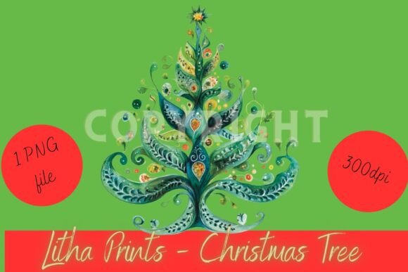 Watercolour Christmas Tree Illustrations for Branding